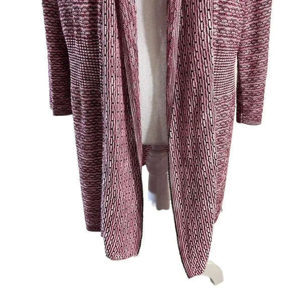 Christopher & Banks Open Cardigan Sweater XL Striped Spotted Pink Black White - Picture 6 of 9